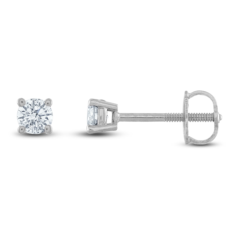 Main Image 1 of Previously Owned Certified Diamond Solitaire Earrings 1/3 ct tw Round 14K White Gold (I1/I)