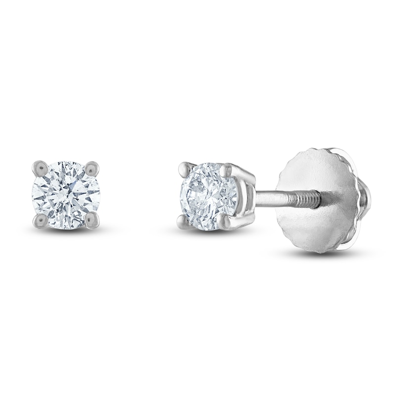 Main Image 2 of Previously Owned Certified Diamond Solitaire Earrings 1/3 ct tw Round 14K White Gold (I1/I)
