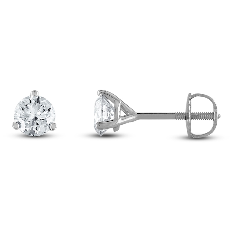 Main Image 1 of Previously Owned Certified Diamond Solitaire Earrings 3/4 ct tw Round 18K White Gold (SI2/I)