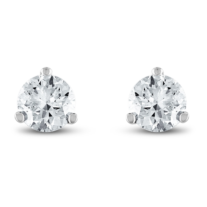 Main Image 2 of Previously Owned Certified Diamond Solitaire Earrings 3/4 ct tw Round 18K White Gold (SI2/I)