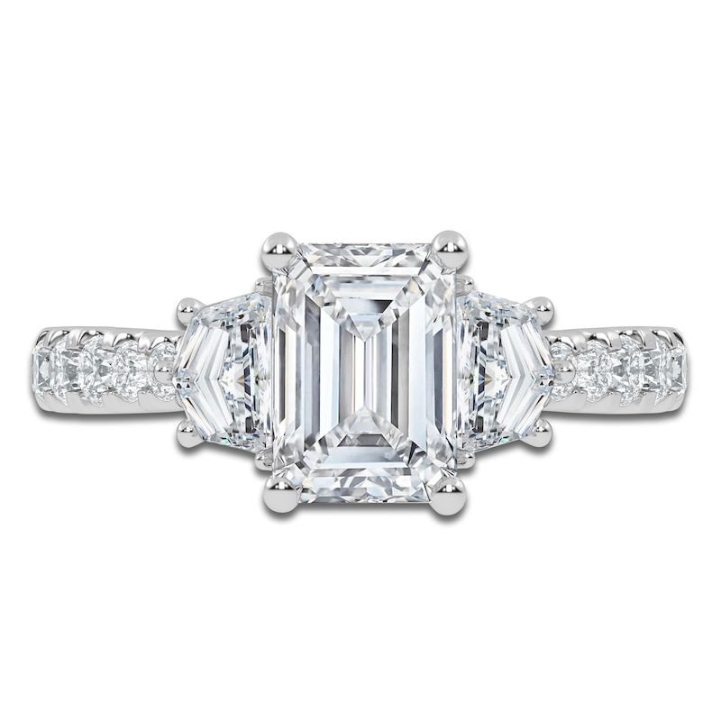 Main Image 3 of Previously Owned Lab-Grown Emerald-Cut Diamond Engagement Ring 2 ct tw 14K White Gold