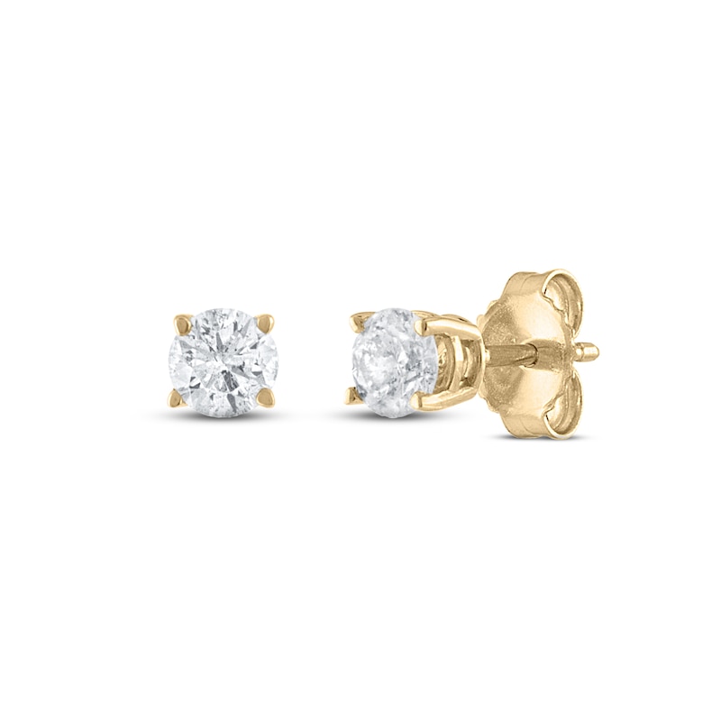 Main Image 1 of Previously Owned Diamond Solitaire Earrings 1/3 ct tw Round 14K Yellow Gold (I2/I)