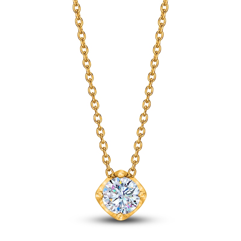 Main Image 1 of Previously Owned THE LEO First Light Diamond Solitaire Necklace 1/2 carat Round 14K Yellow Gold 19" (I1/I)
