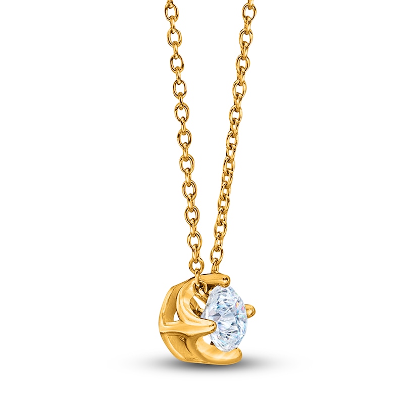 Main Image 2 of Previously Owned THE LEO First Light Diamond Solitaire Necklace 1/2 carat Round 14K Yellow Gold 19" (I1/I)