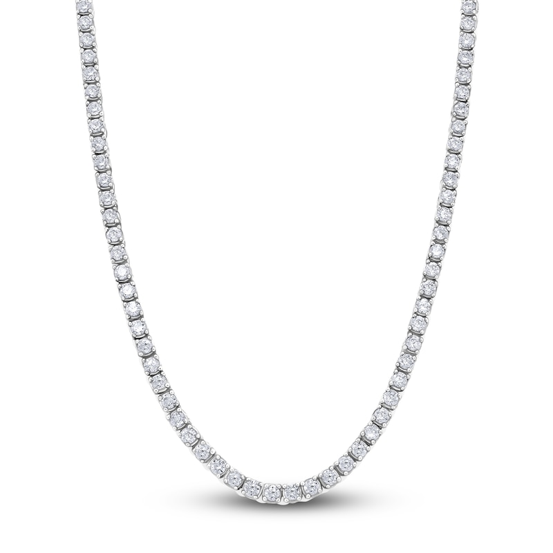 Main Image 1 of Previously Owned Diamond Tennis Necklace 5 ct tw Round 14K White Gold 16.5"
