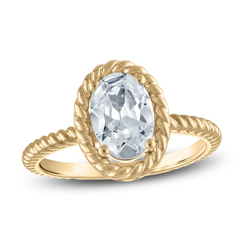 Main Image 1 of Previously Owned Lab-Grown Oval Diamond Solitaire Ring 1-1/2 ct tw 18K Yellow Gold (F/SI2)