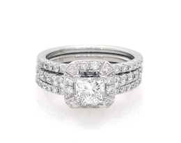 Previously Owned Princess-Cut Diamond Halo Bridal Set 1-3/8 ct tw 14K White Gold Size 6.5