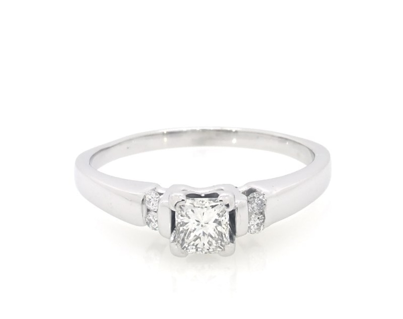 Main Image 1 of Previously Owned Princess-Cut Diamond Engagement Ring 1/2 ct tw 14K White Gold Size 8.25