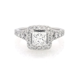 Previously Owned Princess-Cut Diamond Halo Engagement Ring 1-3/4 ct tw 14K White Gold Size 5.75