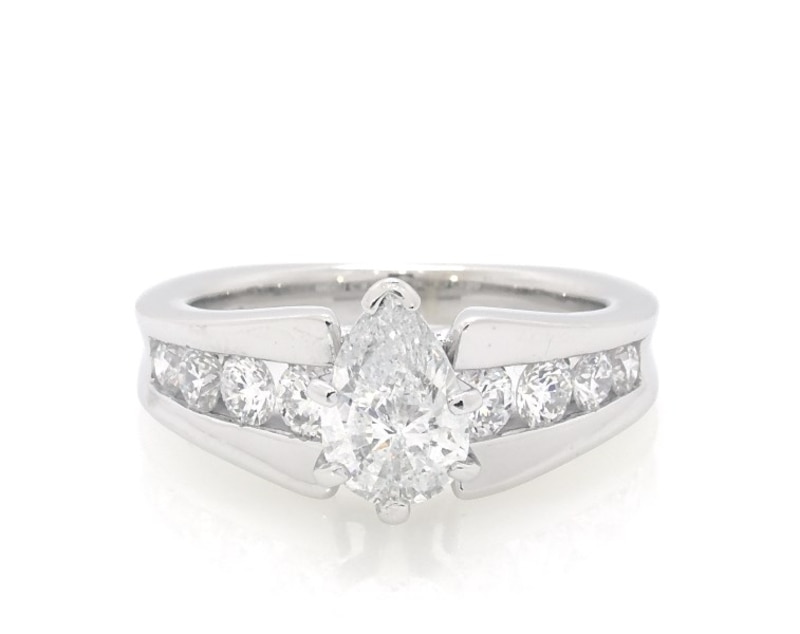 Main Image 1 of Previously Owned Pear-Shaped Diamond Engagement Ring 1-5/8 ct tw 18K White Gold Size 6