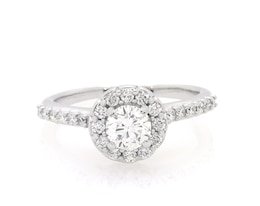 Previously Owned Round-Cut Diamond Halo Engagement Ring 1 ct tw 14K White Gold Size 7.25