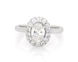 Previously Owned Oval-Cut Diamond Halo Engagement Ring 1-5/8 ct tw 18K White Gold Size 8