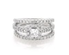 Thumbnail Image 1 of Previously Owned Princess-Cut Diamond Halo Bridal Set 1 ct tw 14K White Gold Size 6.5