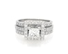 Thumbnail Image 1 of Previously Owned Princess-Cut Diamond Halo Bridal Set 1-1/4 ct tw 14K White Gold Size 5