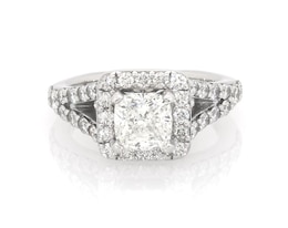 Previously Owned Cushion-Cut Diamond Halo Engagement Ring 2 ct tw 18K White Gold Size 5.25