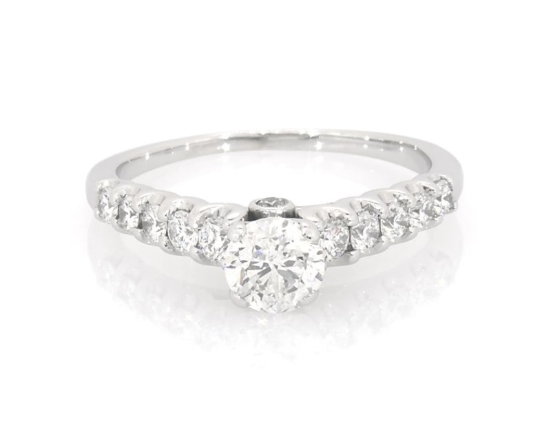 Main Image 1 of Previously Owned Round-Cut Diamond Engagement Ring 1-1/8 ct tw 14K White Gold Size 7.75