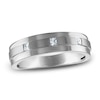 Thumbnail Image 1 of Previously Owned Men's Certified Square-Cut Diamond Wedding Band 1/8 ct tw 14K White Gold