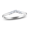 Thumbnail Image 1 of Previously Owned Certified Round & Marquise-Cut Diamond Contour Anniversary Ring 1/6 ct tw 14K White Gold