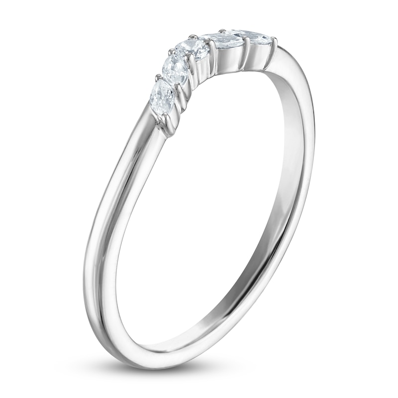 Main Image 2 of Previously Owned Certified Round & Marquise-Cut Diamond Contour Anniversary Ring 1/6 ct tw 14K White Gold