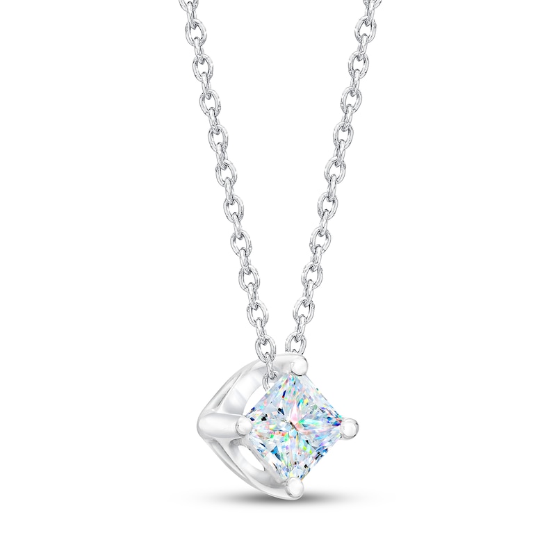 Main Image 2 of Previously Owned THE LEO First Light Diamond Solitaire Necklace 1/4 ct tw Princess 14K White Gold 19"  (I1/I)