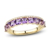 Thumbnail Image 1 of Previously Owned Natural Amethyst Ring 1/10 ct tw Diamonds 10K Yellow Gold