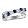 Thumbnail Image 1 of Jared Signature Previously Owned Natural Blue Sapphire & Diamond Crossover Ring 5/8 ct tw 14K White Gold