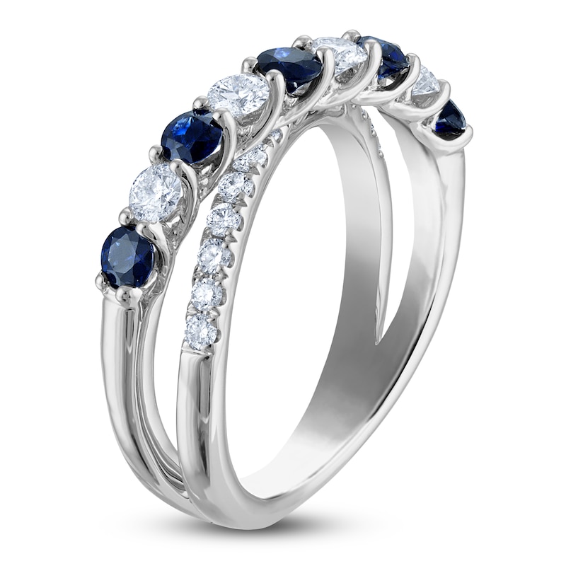 Main Image 2 of Jared Signature Previously Owned Natural Blue Sapphire & Diamond Crossover Ring 5/8 ct tw 14K White Gold
