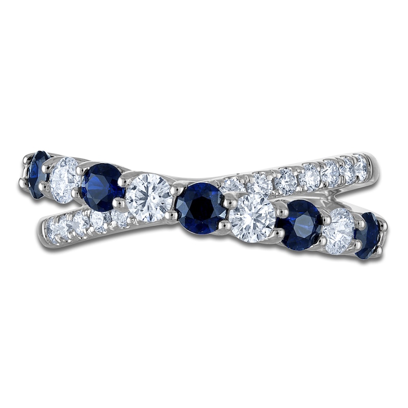 Main Image 3 of Jared Signature Previously Owned Natural Blue Sapphire & Diamond Crossover Ring 5/8 ct tw 14K White Gold