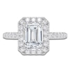 Thumbnail Image 3 of Previously Owned Emerald-Cut Lab-Grown Diamond Halo Engagement Ring 2 ct tw 14K White Gold