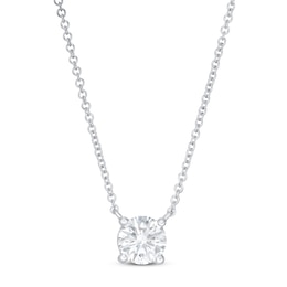 Previously Owned Lab-Grown Diamond Solitaire Necklace 1 ct tw Round 14K White Gold 19" (SI2/F)