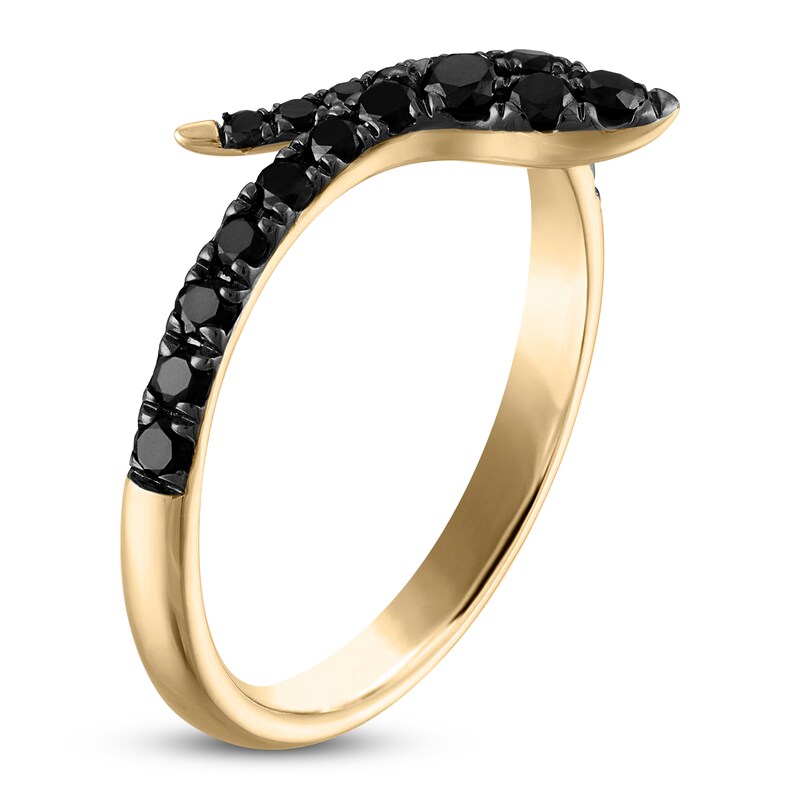 Main Image 2 of Previously Owned Black Diamond Snake Ring 1/2 ct tw 14K Yellow Gold