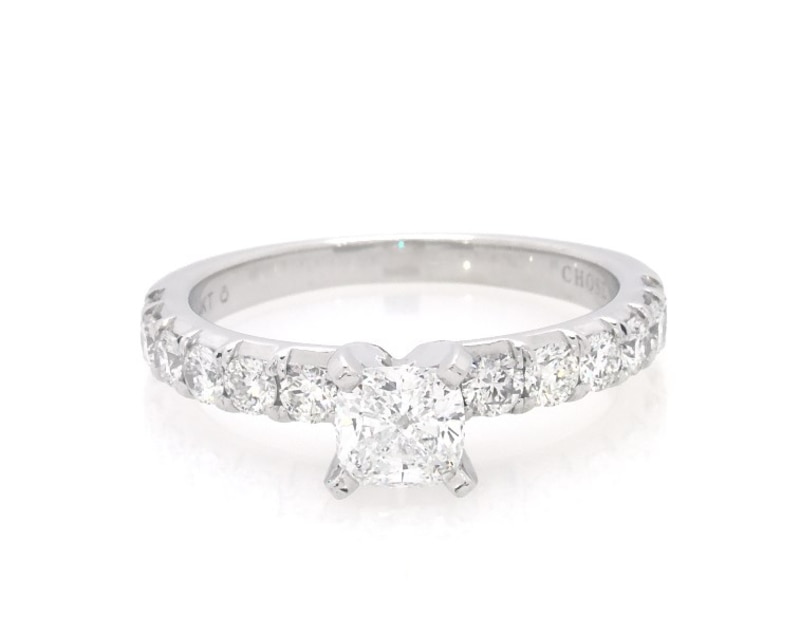 Main Image 1 of Previously Owned Cushion-Cut Diamond Engagement Ring 1-3/8 ct tw 14K White Gold Size 8