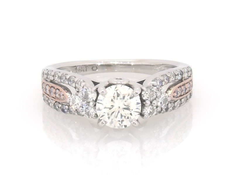 Main Image 1 of Previously Owned Round-Cut Diamond Engagement Ring 1-1/8 ct tw 14K Two-Tone Gold Size 5.5