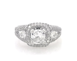 Previously Owned Cushion-Cut Diamond Three-Stone Engagement Ring 2 ct tw 14K White Gold Size 7