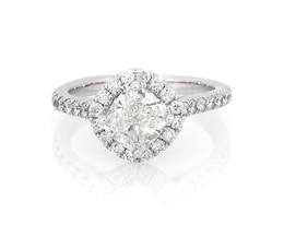 Previously Owned Cushion-Cut Halo Engagement Ring 1-1/2 ct tw 14K White Gold Size 5