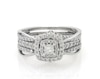 Thumbnail Image 1 of Previously Owned Princess-Cut Diamond Double Halo Bridal Set 7/8 ct tw 10K White Gold Size 6.25