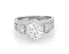 Thumbnail Image 1 of Previously Owned Round-Cut Diamond Halo Three-Stone Bridal Set 2-1/4 ct tw 14K White Gold Size 5