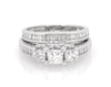 Thumbnail Image 1 of Previously Owned Princess-Cut Diamond Three-Stone Bridal Set 1-1/5 ct tw 14K White Gold Size 5.25