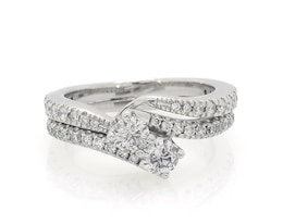 Previously Owned Round-Cut Diamond Two-Stone Bridal Set 1 ct tw 14K White Gold Size 6.25