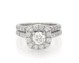 Previously Owned Neil Lane Round-Cut Diamond Cushion Halo Bridal Set 2-1/8 ct tw 14K White Gold Size 6.75