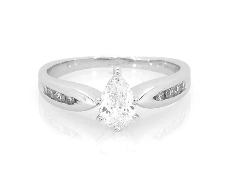 Main Image 1 of Previously Owned Pear-Shaped Diamond Engagement Ring 7/8 ct tw 14K White Gold Size 8.5