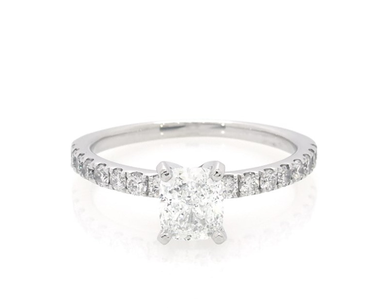 Main Image 1 of Previously Owned Cushion-Cut Diamond Engagement Ring 1-1/3 ct tw 14K White Gold Size 7.5