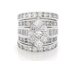 Previously Owned Multi-Diamond Bridal Set 4-7/8 ct tw 14K White Gold Size 5.5