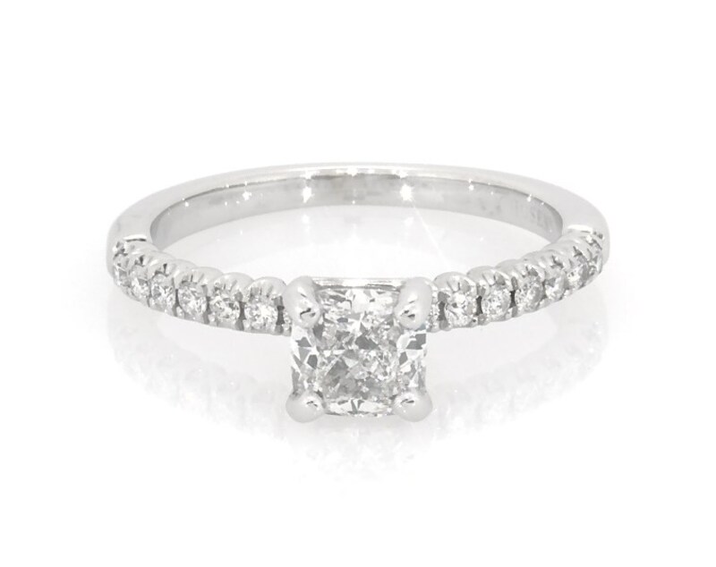 Main Image 1 of Previously Owned Cushion-Cut Diamond Engagement Ring 7/8 ct tw 14K White Gold Size 4.5