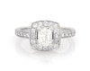 Thumbnail Image 1 of Previously Owned Cushion-Cut Diamond Halo Engagement Ring 1-1/6 ct tw 14K White Gold Size 3.5