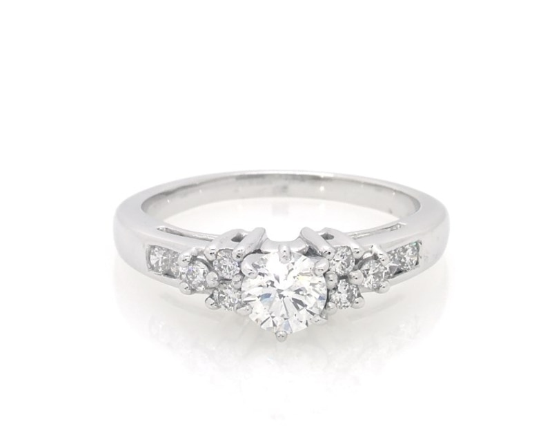 Main Image 1 of Previously Owned Round-Cut Diamond Engagement Ring 5/8 ct tw 14K White Gold Size 6.25