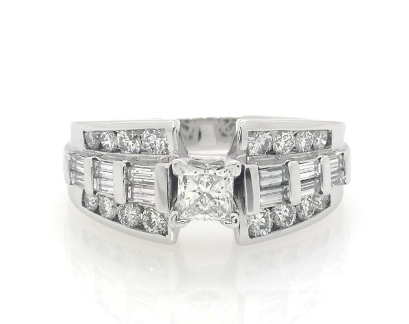 Main Image 1 of Previously Owned Princess-Cut Diamond Engagement Ring 1-5/8 ct tw 14K White Gold Size 9