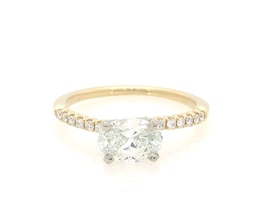 Previously Owned Oval-Cut Diamond East-West Engagement Ring 1 ct tw 14K Yellow Gold Size 7