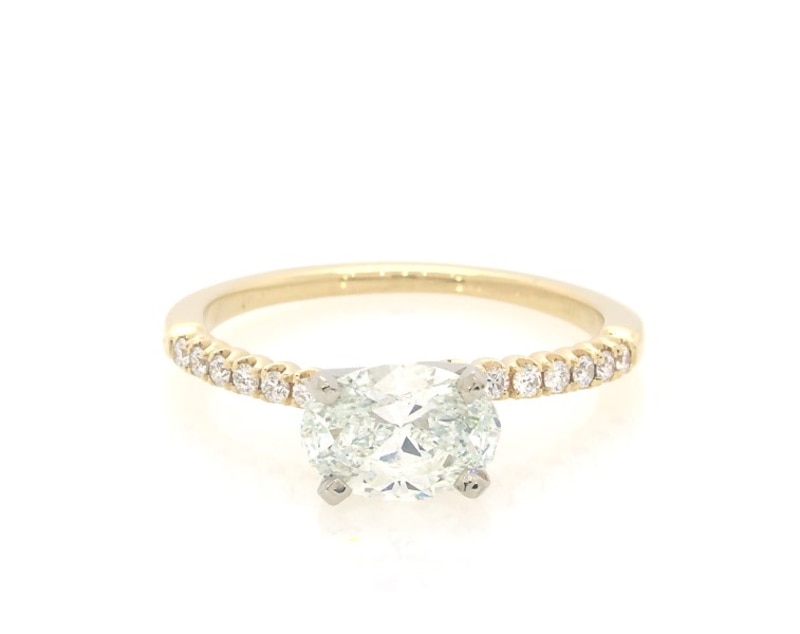 Main Image 1 of Previously Owned Oval-Cut Diamond East-West Engagement Ring 1 ct tw 14K Yellow Gold Size 7