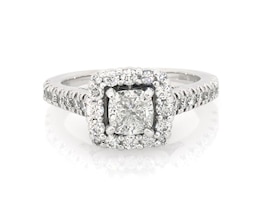 Previously Owned Cushion-Cut Diamond Halo Engagement Ring 1-1/2 ct tw 14K White Gold Size 6